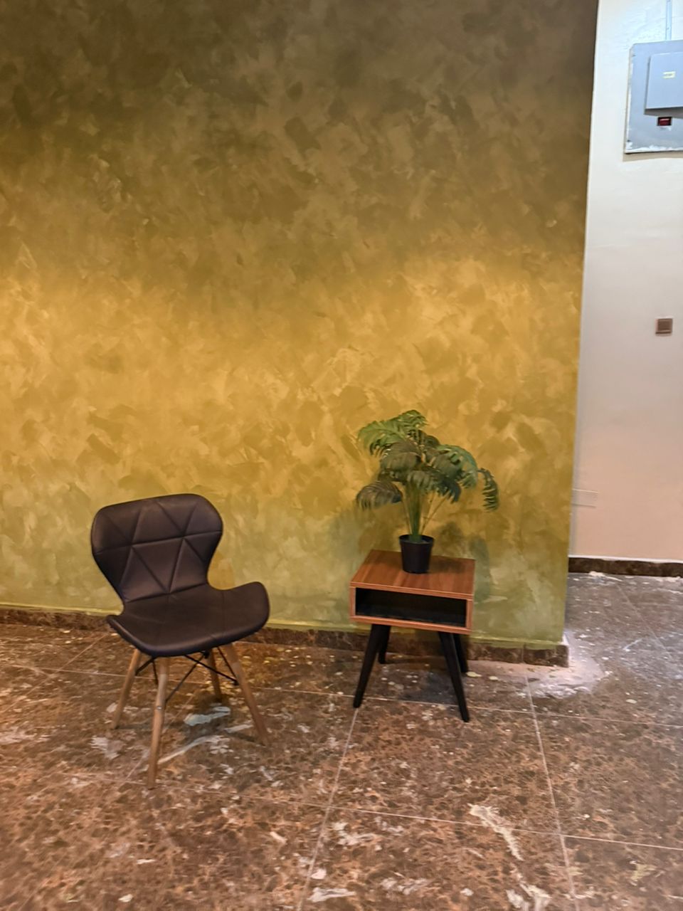 Accent chair and side table interior setup