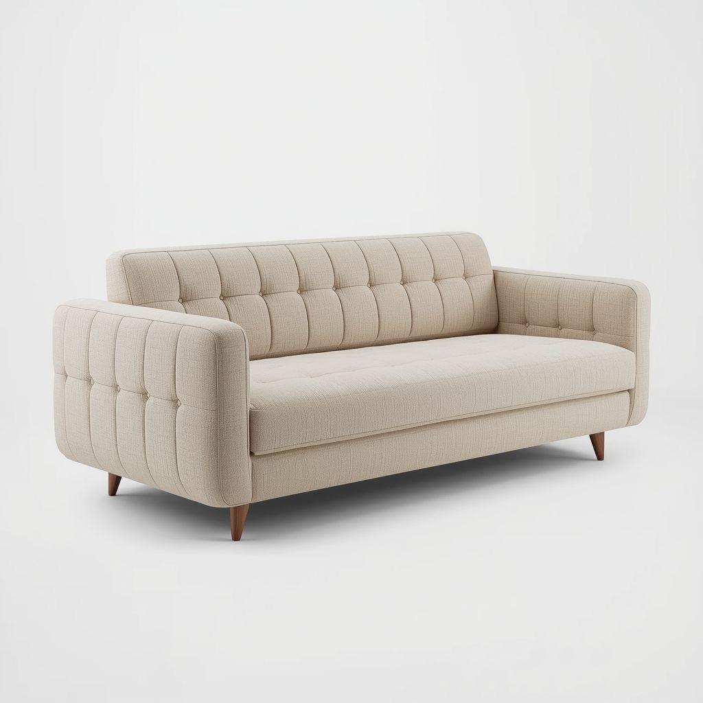 Cream upholstered sofa